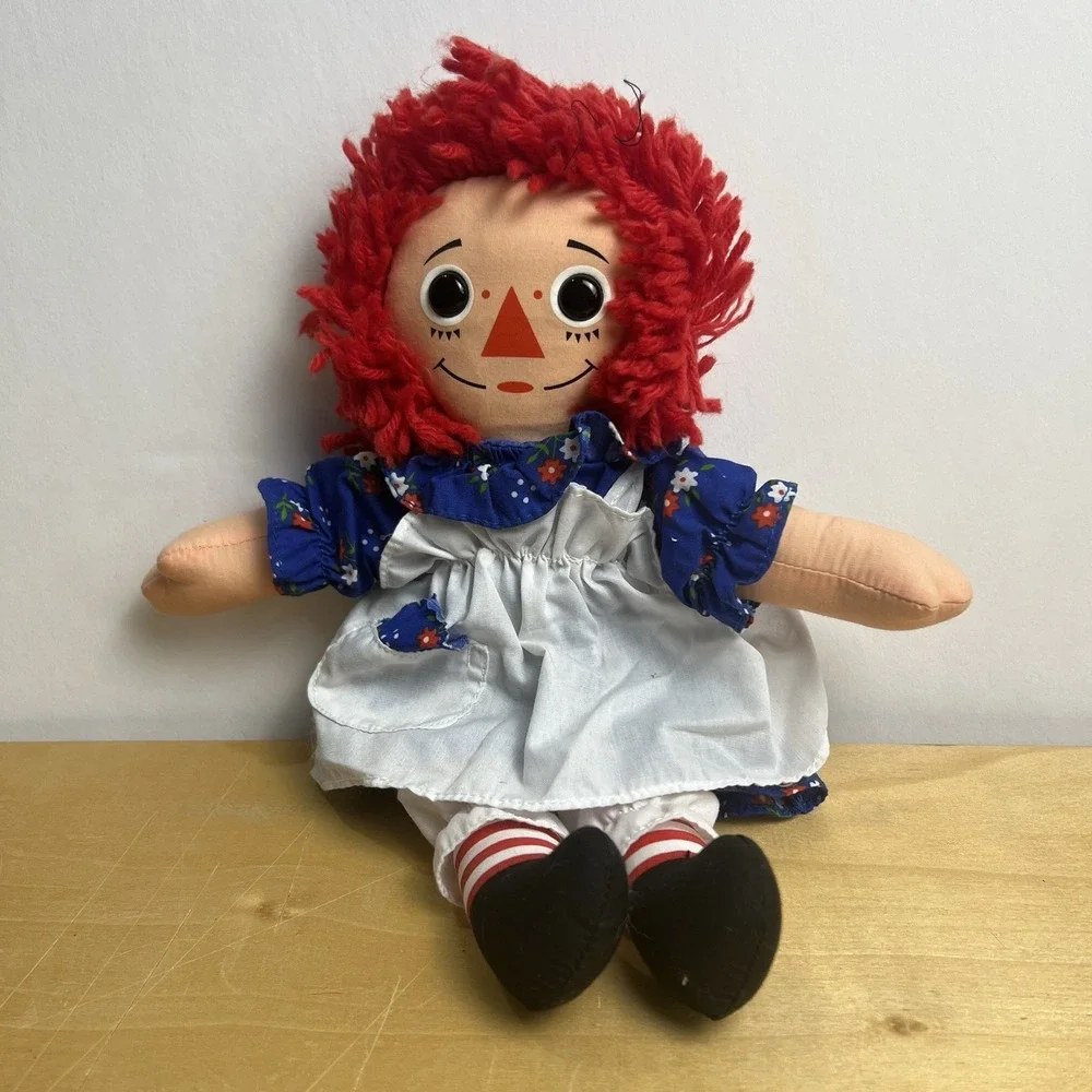 1987 *RAGGEDY‎ ANN DOLL* Vintage Playskool Fabric Stuffed Plush Toy Red Hair EUC